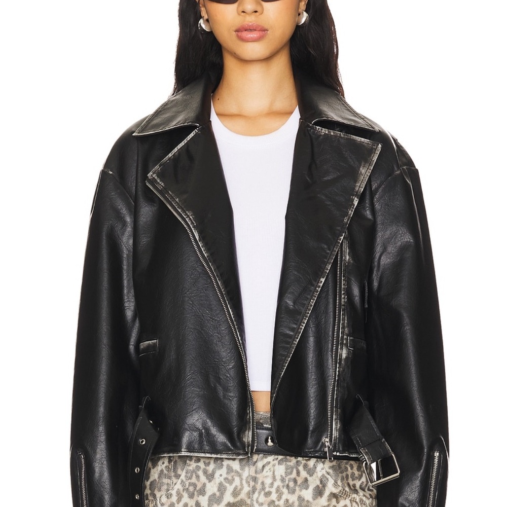 Superdown Black Faux Leather Jacket